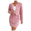 Floerns Women's 2 Piece Outfits Plaid Tweed Blazer Long Sleeve
