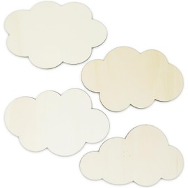 4 x Wooden Clouds Ideal for Bedroom or Door Decoration (30 cm (Set of 4))