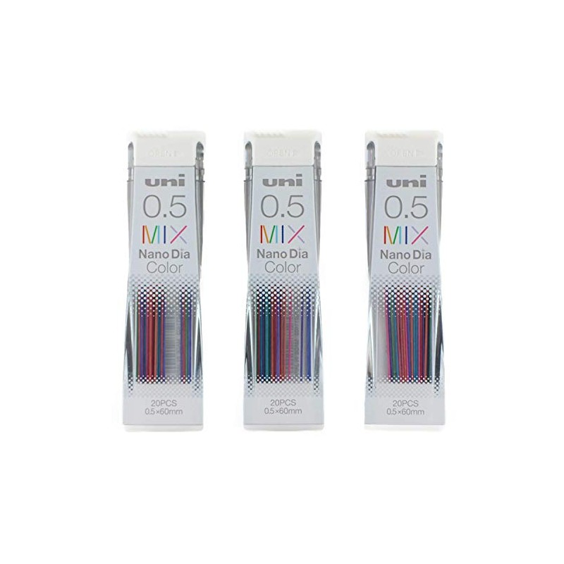 Uni Mechanical Pencil Lead Nano Dia 0.5mm, Color Mix, 20
