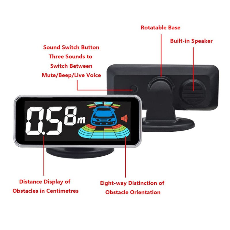 KACEPAR Car Reverse Backup Radar System Parking Sensor Kit, Alarm
