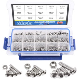 Glarks 510pcs M3 M4 M5 304 Stainless Steel Hex Socket Drive Half Round Head Screws Assortment Kit
