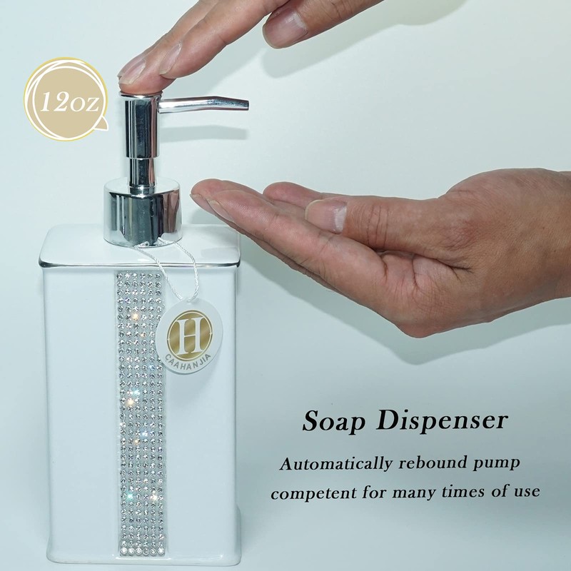 CAAHANJIA Bathroom Accessories Set 4 Pcs-Ceramic Gift Set Soap Dispenser