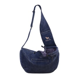 Noah & Paw Dog Sling Carrier for Small Medium Dogs & Puppies, Dog Carrier with Adjustable Padded Strap, Premium Denim, Insulated with Soft Breathable Fur, 3X Safety Feature, Machine Washable