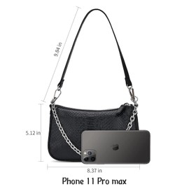 GAYI URBAN Snakeskin Shoulder Bag for Women, Small 90s Retro Clutch Purse, Mini Trendy Y2K Handbag (Black)