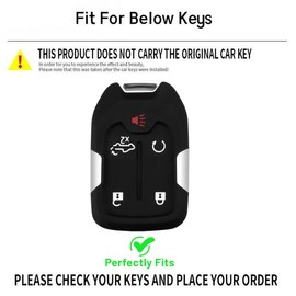OVIOBOER for Chevy GMC Key Fob Cover with Keychain Black Soft TPU Protection Case for 2023 2022 2021 2020 2019 GMC Sierra and Chevy Silverado 1500 2500HD 3500HD Smart Remote Key (For Chevy/Gmc D)