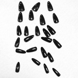 Black Press on Nails Medium Almond - WLGDLH Fake Nails Solid Color False Nails Press Ons With Glossy Designs Nail Tips Full Cover Acrylic Nail Kit for Women Manicure 24 Pcs