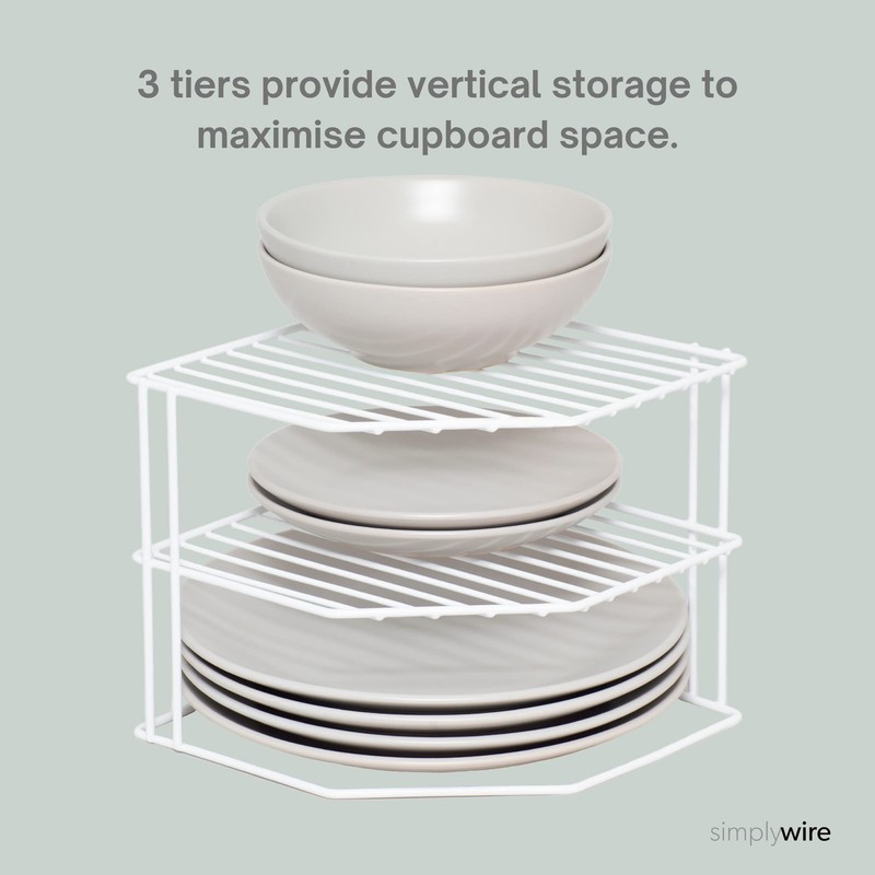simplywire – 3 Tier Plate Rack - Kitchen Cupboard Organiser