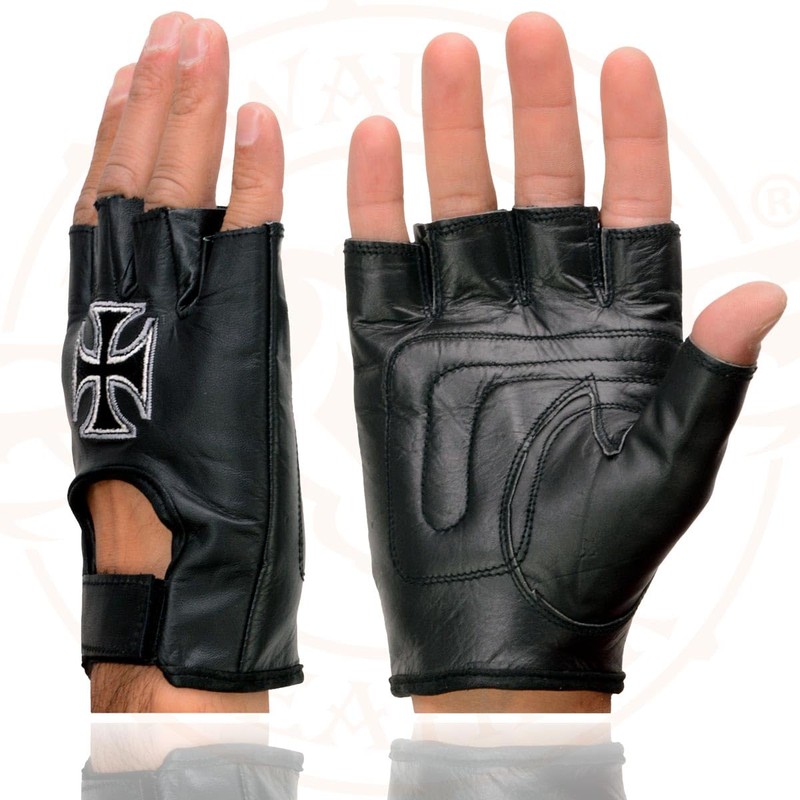 Milwaukee Leather Men's Fingerless Motorcycle Riding Hand Gloves - Medium