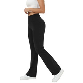 JEKAOYI Womens High Waist Flare Yoga Pants with Pockets Bootcut Tummy Control Workout Yoga Leggings Black