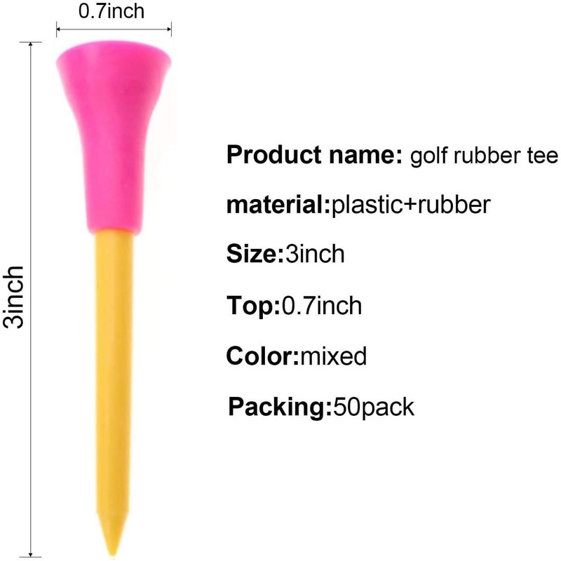 KOFULL Rubber Cushion Top Plastic Golf Tees Mixed Colors Pack