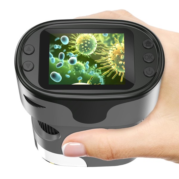 1000X Handheld Microscope for Kids 4K 2.0" Screen Rechargeable Mini