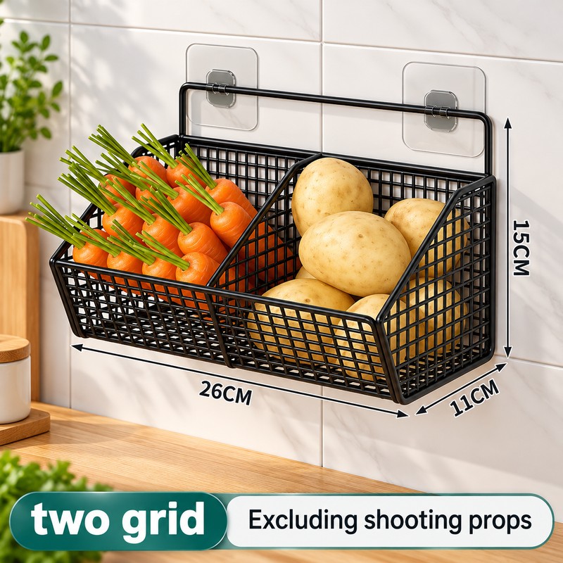 Wall-Mounted Kitchen Storage Basket for Vegetables and Pantry Organization –