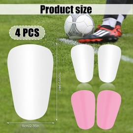 4pcs Extra Mini Soccer Shin Guards, 3.94x2.36in Comfortable Small Football Shin Pads Protective Equipment for All Ages Boys Girls Women Men Wear with Grip Socks (Pink, White)