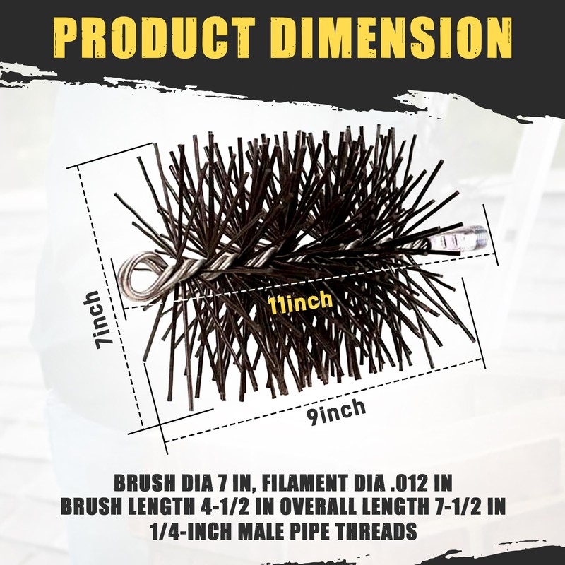 7" Round Medium-Duty Poly Chimney Brush - Flexible Prostran Bristles