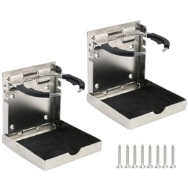 Amarine Made 2-Pack of Stainless Steel Folding Drink Holder Cup Holder Marine Boat Caravan car (M:4")