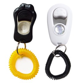 2 Pack Dog Training Clicker Dog Clicker Dog Whistle Dog Training Clicker Pet Training Clicker Adjustable Training Supplies PC Material Abrasion Resistant (Black and White)