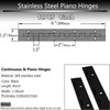 12PCS 8Inch Black Continuous & Piano Hinges, 1.2'' Open Width