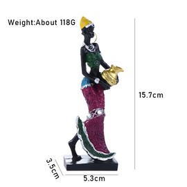 Vctitil Vintage African Statue, 6.2'' African Tribal Lady Figurines Sculptures Tribal Lady Statue for Home Decor Western Art Vintage Gift(Silver)