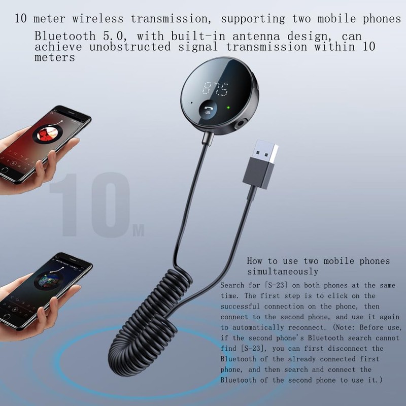 eppfun 2-IN-1 FM Transmitter & Bluetooth Receiver for Car, Wireless
