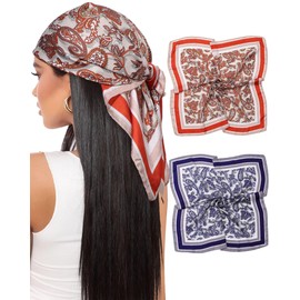 WELROG 2 Pcs Headscarf for Women - 70×70cm Bandana Head Hair Scarf Satin Head Scarf