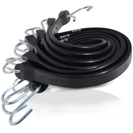 Tensioning Rubber Set (6 x 40 cm) Black Expander EPDM Elastic Straps with S-Hooks, Strong Outdoor Rubber, UV-Resistant