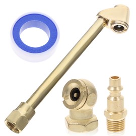 Angoily Air Chuck, 1 Set Air Clamp Kit Tire Attachment for Air Compressor Air Compressor Tire Inflator Attachment Accessories Tire Air Chuck Air Hose Major Pressure Gauge Brass, Tyre Inflator Chuck
