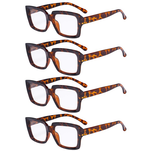Eyekepper 4 Pack Stylish Reading Glasses Women - Oversized Square