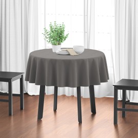 Encasa XO Cotton Canvas Tablecloth | Grey Plain | Rectangular Size 140cm Round | Dining Tablecloth for Decoration - Machine Washable