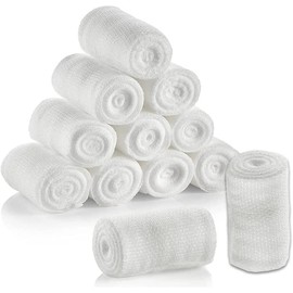 Gauze Rolls - Confirming Stretch Bandage Rolls - 12 Rolls Individually Wrapped - Bandage Wrapping for Dressing All Types of Wounds (3 inches)