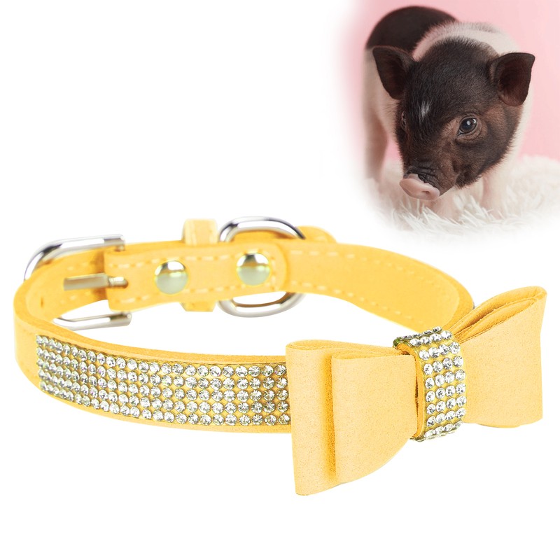 Adjustable Microfiber Double Bowknot Crystal Sparkle Rhinestone Cat Collar Pet
