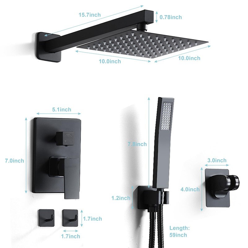 RTTWYYUU Matte Black Shower Head and Handle Set 10 Inch,
