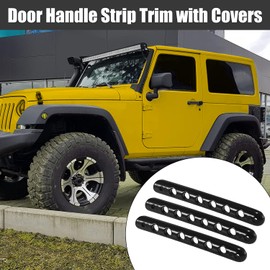 MACHSWON 3pcs Door Handle Cover for Jeep Wrangler 2 Door 2007-2018 Black Insert Decorative Strip Trim with Push Button Cap