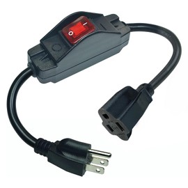 EP 3 Ft Indoor Extension Cord with Waterproof On Off Switch, 16/3 SJTW 1625W Heavy Duty Extension Cable, 13A 125V 3-Prong 3 Outlet, Ideal for Indoor Appliances, Black