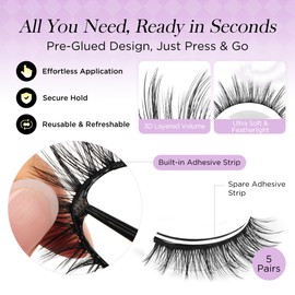 Self Adhesive Eyelashes Natural Look 172