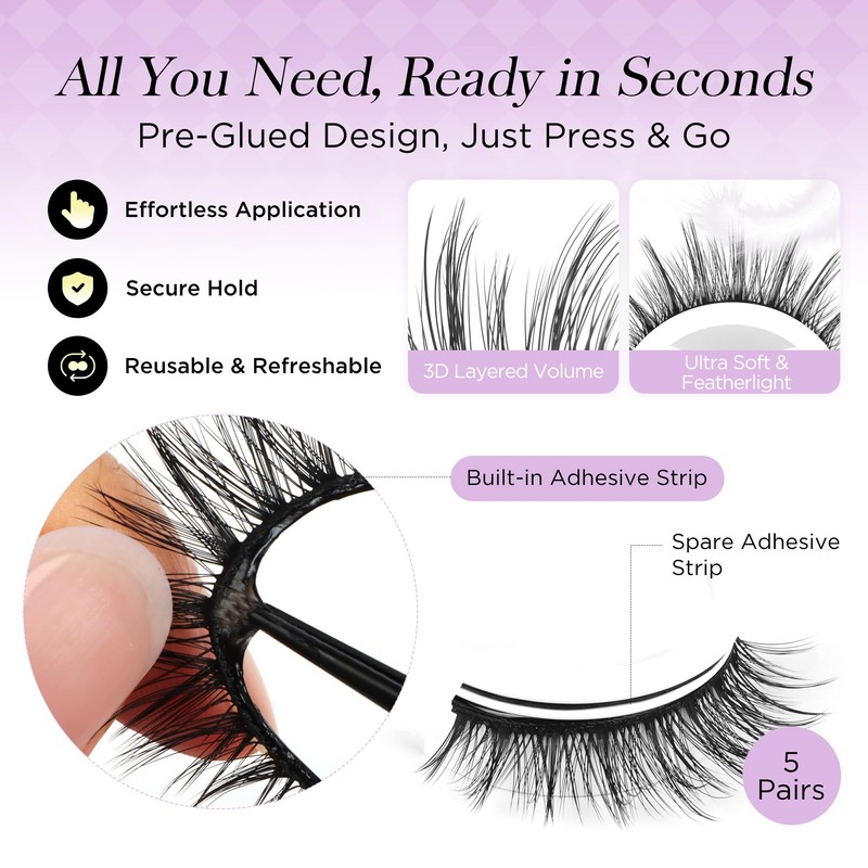 Self Adhesive Eyelashes Natural Look 172