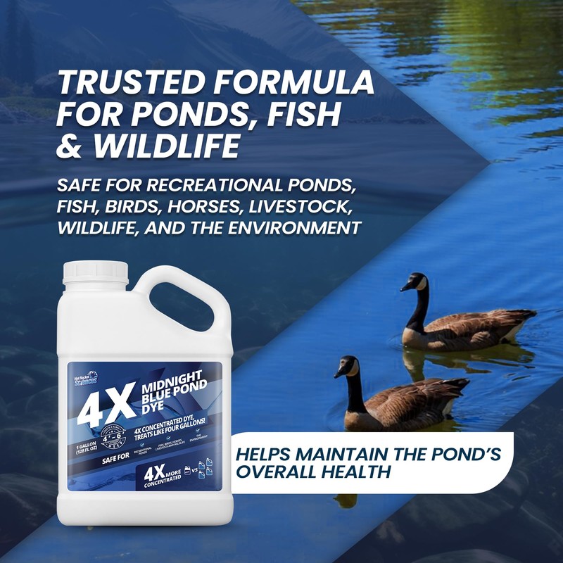 1 Gallon Midnight Blue Pond Dye, 4X Concentrate Pond Dye