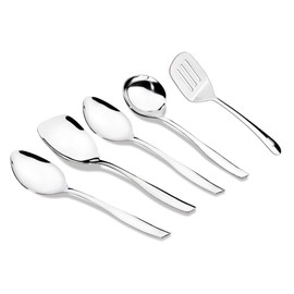 EXPORT STORE 5 Pieces Shining Silver Serenity Food Grade, BPA Free/Toxin Free Stainless Steel Rust Free Serving Tool Set