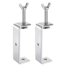 HARFINGTON 2pcs 304 Stainless Steel C Clamps 4.72" (120mm) Wide Jaw Opening Wood Clamps Metal U Beam Clamp for Woodworking Welding Building Household Mounting