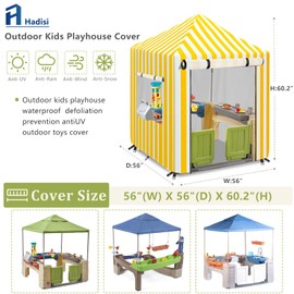 Outdoor Kids Playhouse Cover,Waterproof Cover Suitable for Step2 Playhouse.Yellow and White Striped Full Coverage Cover(56" W x 56" D x 60.2" H)