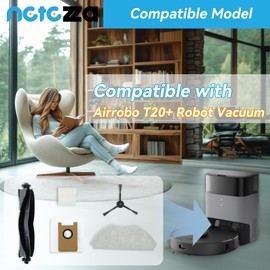 Netezza T20 Accessories Replacement Compatible with Airrobo T20+ Robot Vacuum Cleaner, 1 Main Brush, 2 HEPA Filters, 4 Dust Bags, 4 Mop Pads, 4 Side Brushes, T20+ Replacement Parts