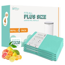 USBOO Refills Compatible with Dekor Plus Diaper Pail,4 Pack Disposable Diaper Pail Refills, Reinforced Thickness Diaper Trash Bags, Holds up to 2320 Diapers,Tropical Fruit