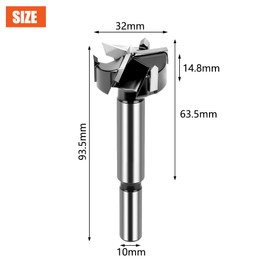 Flintronic Forstner Drill Bit 32 mm Wood, Cutter with Round Shank, Drill for Wood, Accessories Drill, Wood Drill, for Wood, Chipboard, Fibreboard