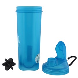 Pro Impact Shaker Cups for Protein Shakes – 24.5 Oz Protein Shaker with Carabiner Hook – Leakproof Impact Resistant Shaker Bottles for Protein Mixes – Protein Shake Blender for Gym, On The Go - Blue