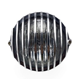 ONGMEIL Universal 4.5 Inch Vintage Headlight/Birdcage Grill/Harley New School Bobber Chopper Old School/Polished (Silver)