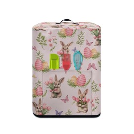 NETILGEN Tulip Floral Bunny Print Air Fryer Cover with Pocket and Top Handle, Happy Easter Decor Kitchen Appliance Protective Cover Electric Appliance Cover for Air Fryer