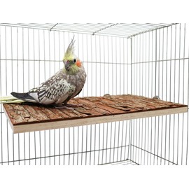13.6 × 7.9 inch Large Bird Perch Stand Platform, Natural Wooden Small Animals Cage Accessories, Rectangle Stand Perch Shelf for Parrot Parakeet Cockatiel Rat Hamster Guinea Pig Conures Chinchillas