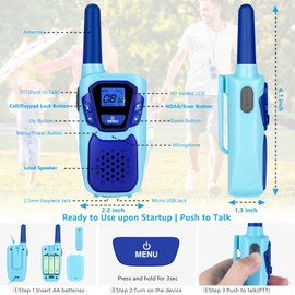 Topsung Walkie Talkies for Kids Long Range Walkie-Talkie for Adults Rechargeable 2 Way Radios 3 Pack with Lanyard NOAA USB VOX, Family Toys for 3-12 Year Old Boys Girls Toddlers Camping Hiking