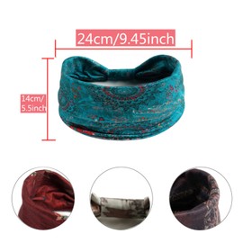 Fashion Headbands for Women's Hair Head Scarfs Hairband Turban Flower Cotton Headbands Wide Yoga Sport Headband Head Wrap (P6WBoRed)