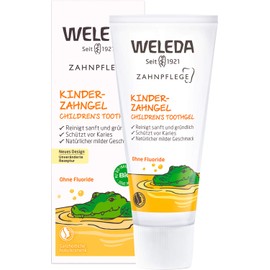 WELEDA Children's tooth gel, natural cosmetics toothpaste for natural dental care of milk teeth and the gums of children and babies, protection against tooth decay, without fluoride (1 x 50 ml)