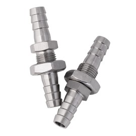 Hose Barb Bulkhead Stainless Steel Barbed Tube Pipe Fitting Coupler Connector Adapter 2 Pieces (8mm)